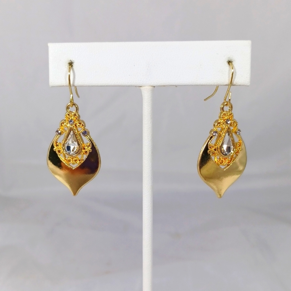 3 for $15 - Gold Tone Dangle Earrings with Rhinestones